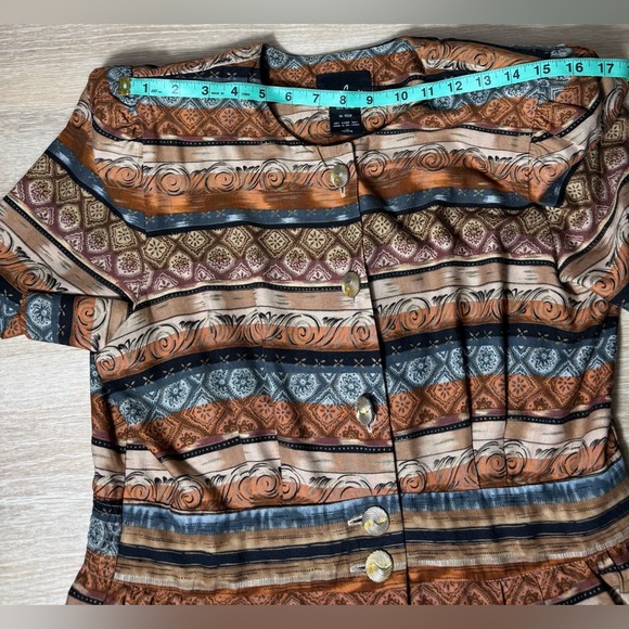 Vintage Positive Attitude Brown and Tan Midi Dress Size 12 - Picture 7 of 13